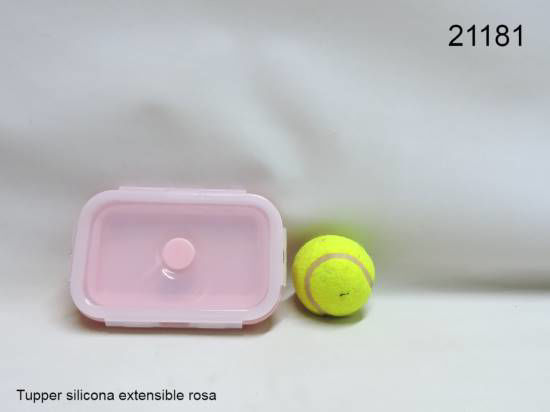 Imagen de TUPPER DE SILICONA PLEGABLE RECTANGULAR CON TAPA TRABA 17X11 CM Y 6CM DE ALTO 1.25